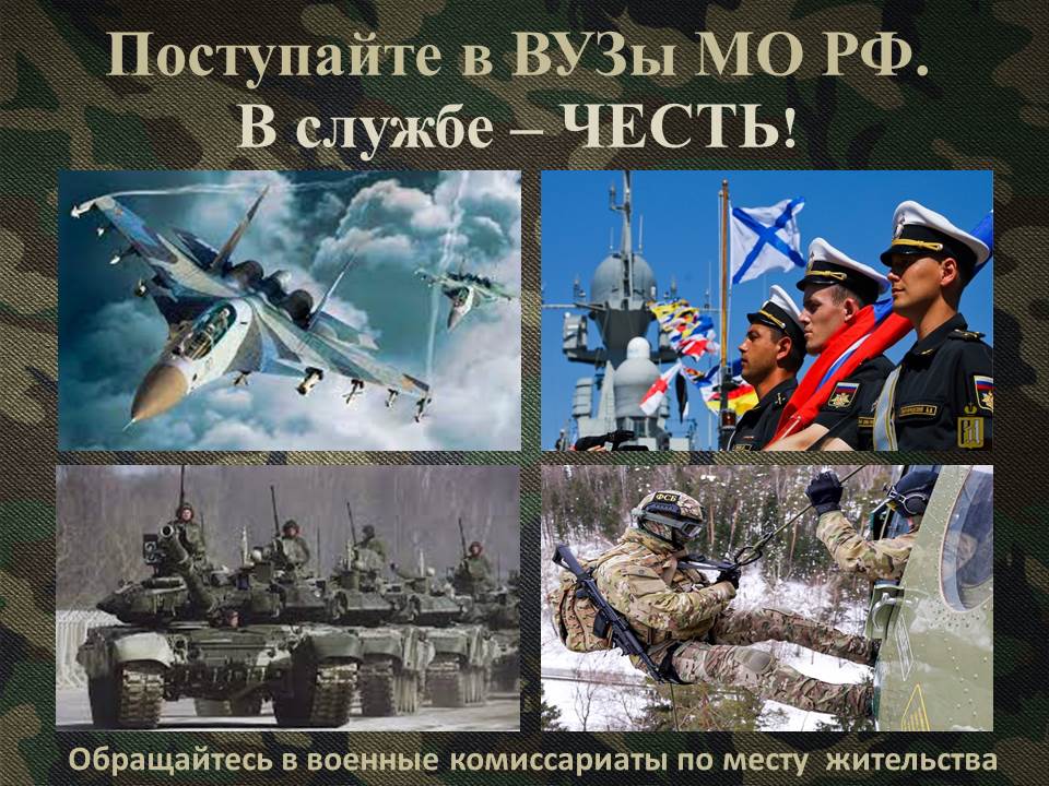 Условия и порядок приёма в военные образовательные учреждения Министерства обороны Российской Федерации
